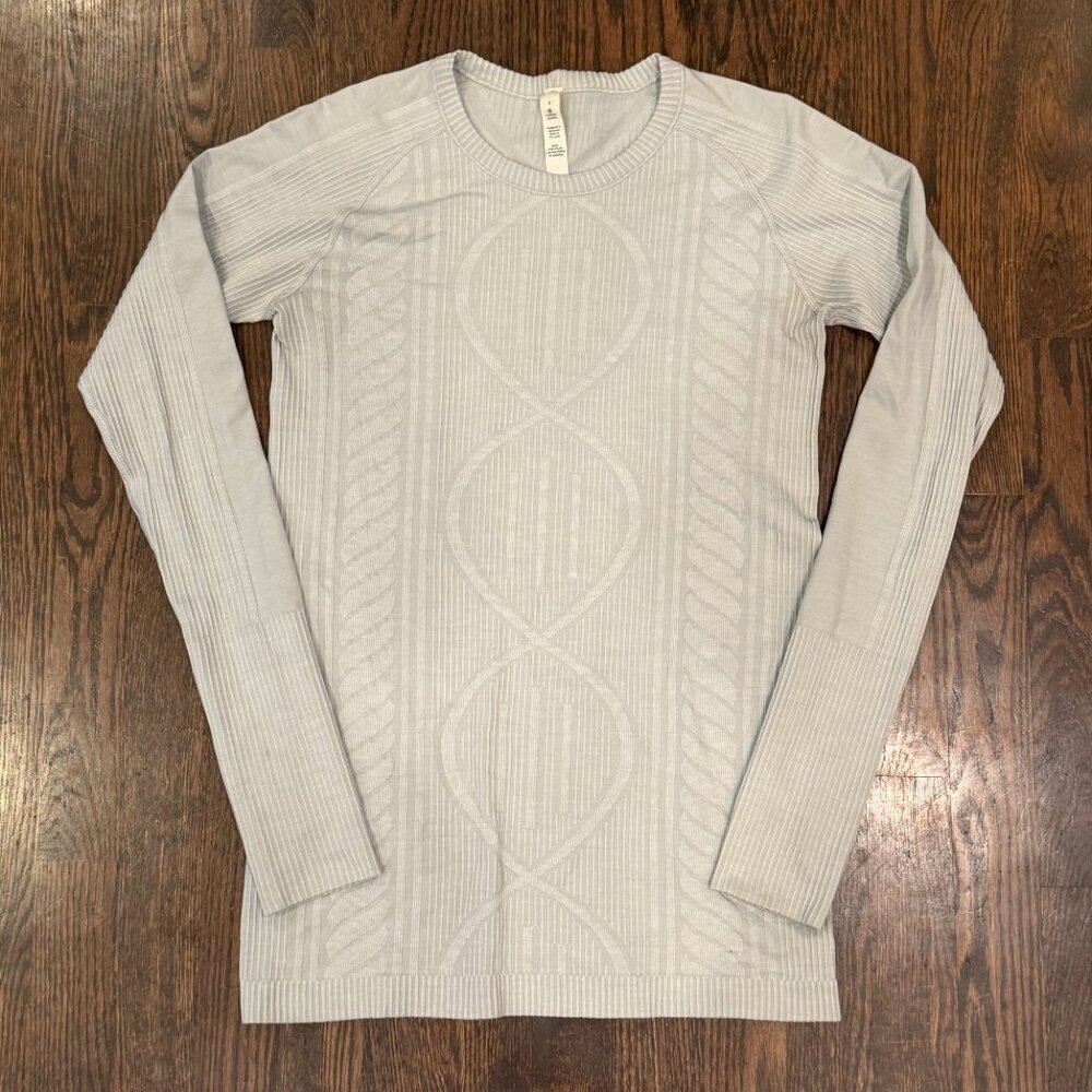 Lululemon Rest Less Long Sleeve Shirt Heathered Silver Size 6 - Picture 7 of 10